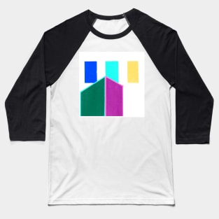 Inverted Purple Blue Yellow Green Geometric Abstract Painting Baseball T-Shirt